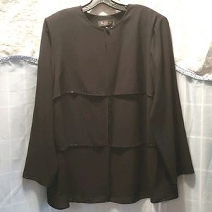 MONTEE COLLECTION BLACK BEADED JACKET SZ 16W